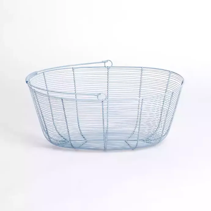 Discount Kirklands Home Metal Wire Basket with Handle Blue