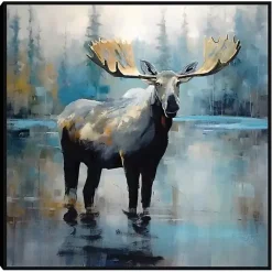 Sale Kirklands Home Blue Moody Moose Framed Canvas Art Print