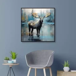 Sale Kirklands Home Blue Moody Moose Framed Canvas Art Print