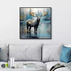 Sale Kirklands Home Blue Moody Moose Framed Canvas Art Print