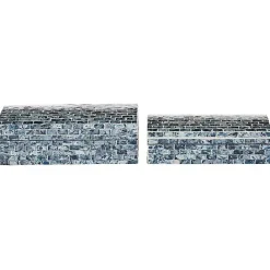 Outlet Kirklands Home Blue Mother of Pearl Coastal Boxes, Set of 2