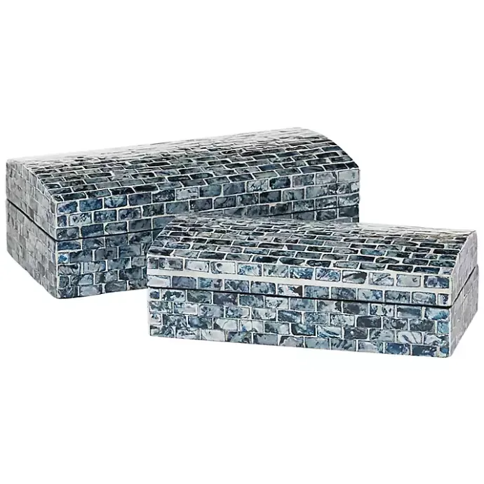 Outlet Kirklands Home Blue Mother of Pearl Coastal Boxes, Set of 2