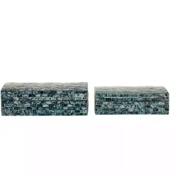 Outlet Kirklands Home Blue Mother of Pearl Coastal Boxes, Set of 2