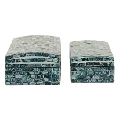 Outlet Kirklands Home Blue Mother of Pearl Coastal Boxes, Set of 2