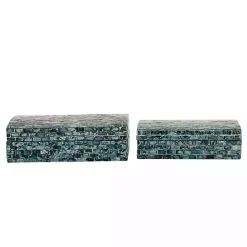 Outlet Kirklands Home Blue Mother of Pearl Coastal Boxes, Set of 2