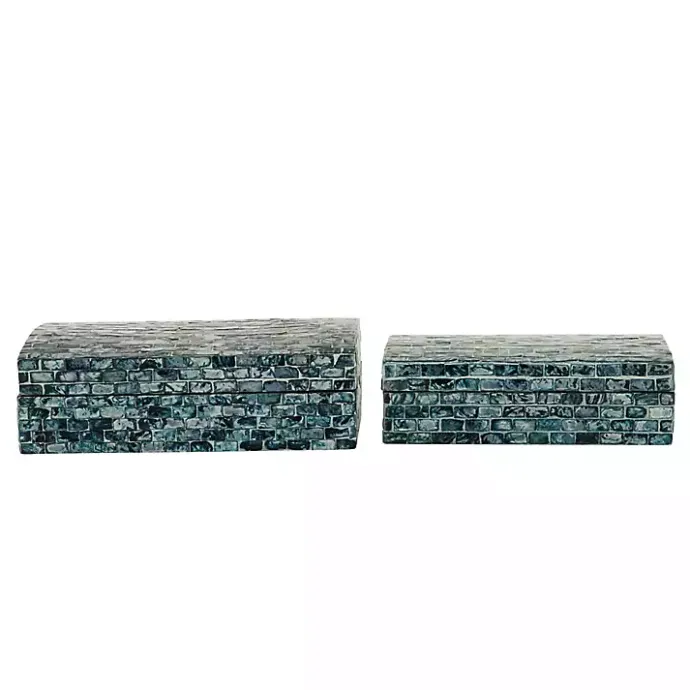Outlet Kirklands Home Blue Mother of Pearl Coastal Boxes, Set of 2