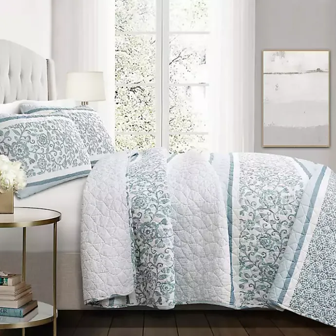 Kirklands Home Blue Nisha Floral Full/Queen 3-pc. Quilt Set