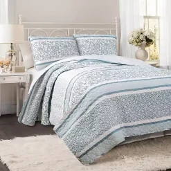 Kirklands Home Blue Nisha Floral Full/Queen 3-pc. Quilt Set