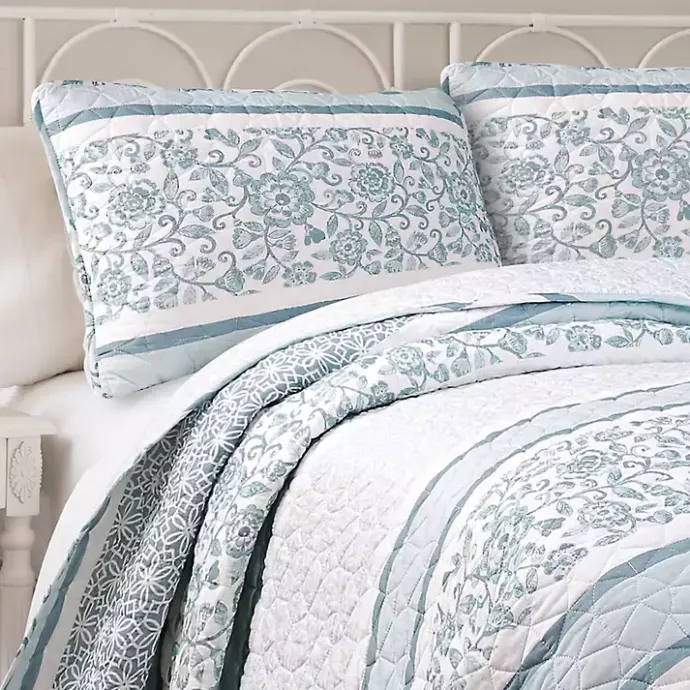 Kirklands Home Blue Nisha Floral Full/Queen 3-pc. Quilt Set