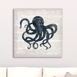Best Kirklands Home Blue Octopus Driftwood Canvas Art Print White