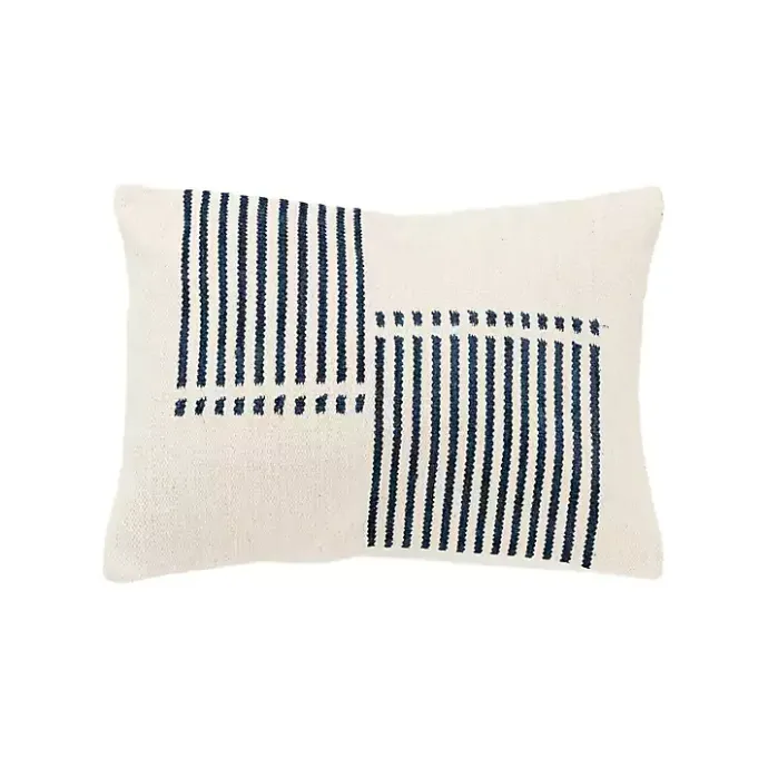 Discount Kirklands Home Blue Offset Colorblock Stripe Throw Pillow