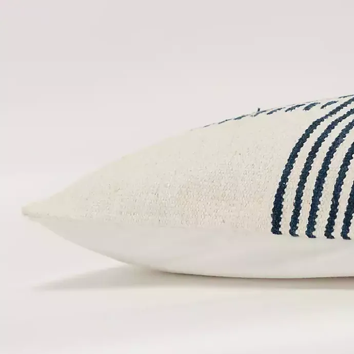 Discount Kirklands Home Blue Offset Colorblock Stripe Throw Pillow