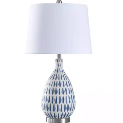 New Kirklands Home Blue Off-White Ceramic and Steel Table Lamp