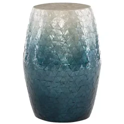 Kirklands Home Blue Ombre Mosaic Capiz Shell Drum End Table