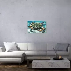New Kirklands Home Palette Crab Canvas Art Print Blue