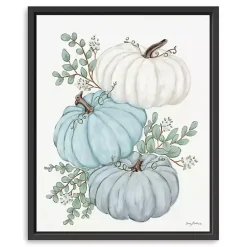Sale Kirklands Home Blue Pumpkin Trio Framed Canvas Print, 18x22 in.