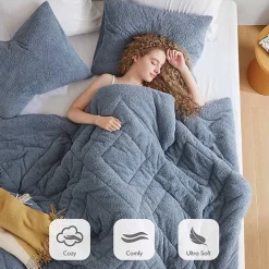 Online Kirklands Home Quilted Teddy 3-pc. King Comforter Set Blue