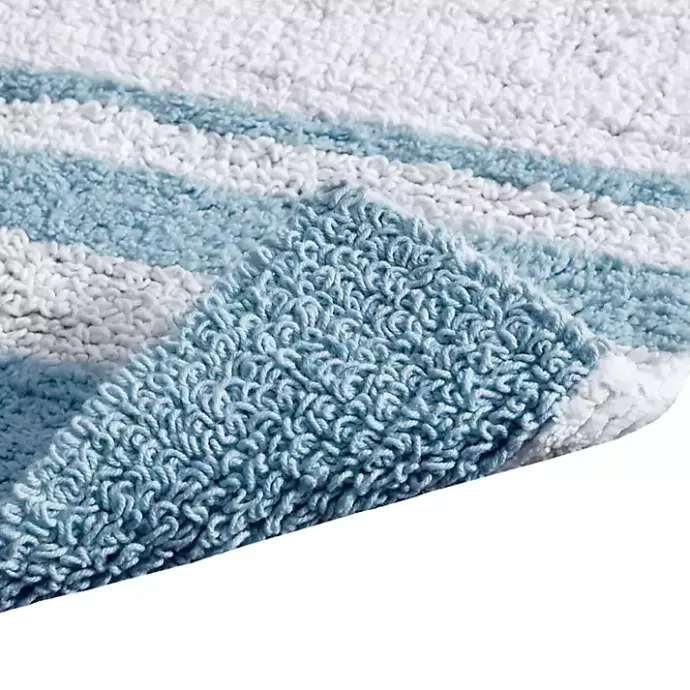 Best Kirklands Home Blue Reversible Stripe Trim Bath Mat, 45 in.
