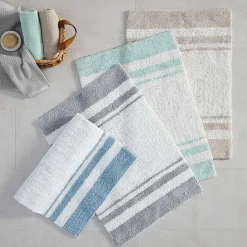 Best Kirklands Home Blue Reversible Stripe Trim Bath Mat, 45 in.