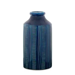 Sale Kirklands Home Ribbed Terracotta Vase, 10 in. Blue