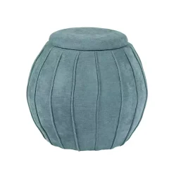 Kirklands Home Rounded Oval Storage Ottoman Blue