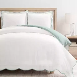 Hot Kirklands Home Blue Scallop Edge 3-pc. King Duvet Cover Set
