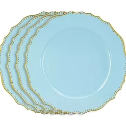 New Kirklands Home Scalloped Beaded Rim Chargers, Set of 4 Blue