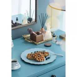 New Kirklands Home Scalloped Beaded Rim Chargers, Set of 4 Blue