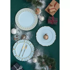 New Kirklands Home Scalloped Beaded Rim Chargers, Set of 4 Blue