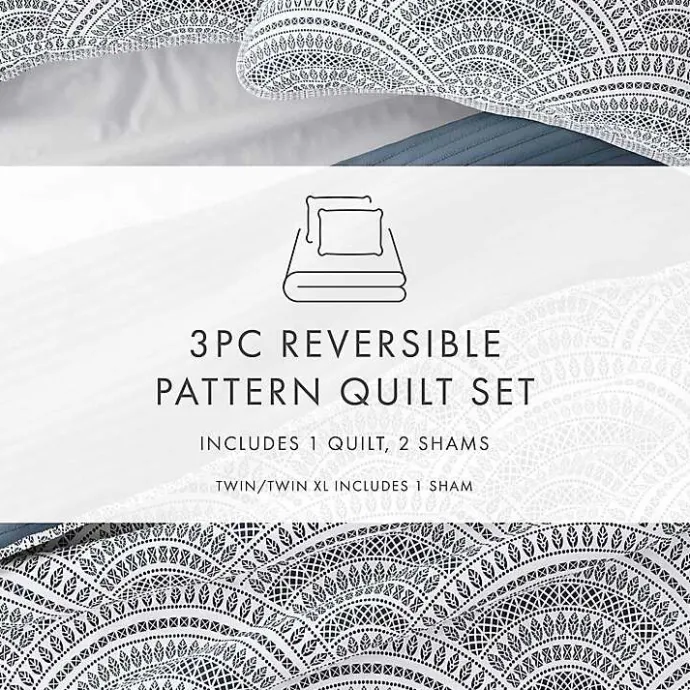 Online Kirklands Home Blue Scalloped Reversible 2-pc. Twin Quilt Set