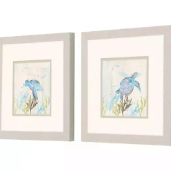 Sale Kirklands Home Blue Sea Turtle Frames Art Prints, Set of 2