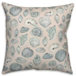Clearance Kirklands Home Blue Seashell Outdoor Throw Pillow