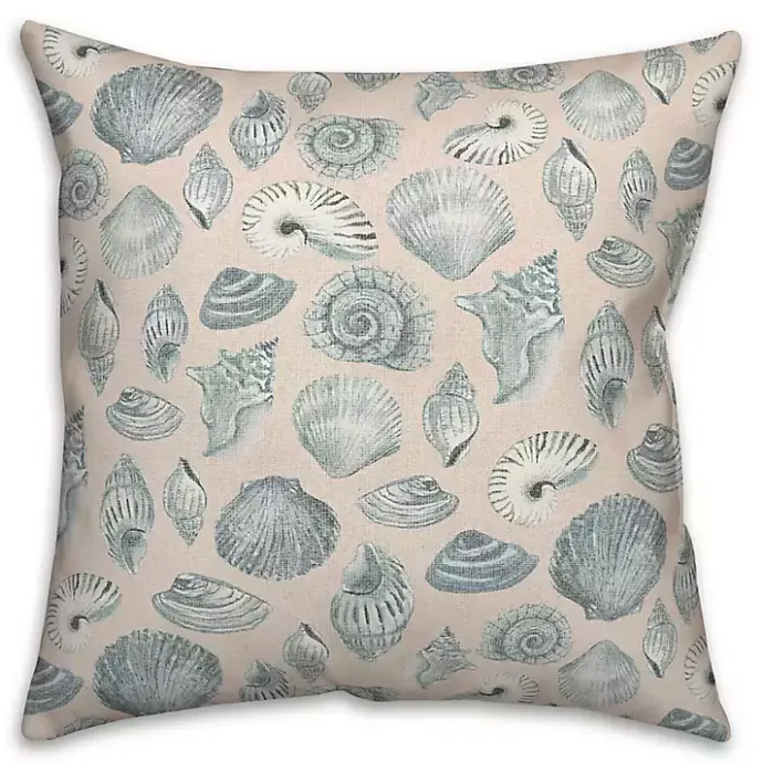 Clearance Kirklands Home Blue Seashell Outdoor Throw Pillow