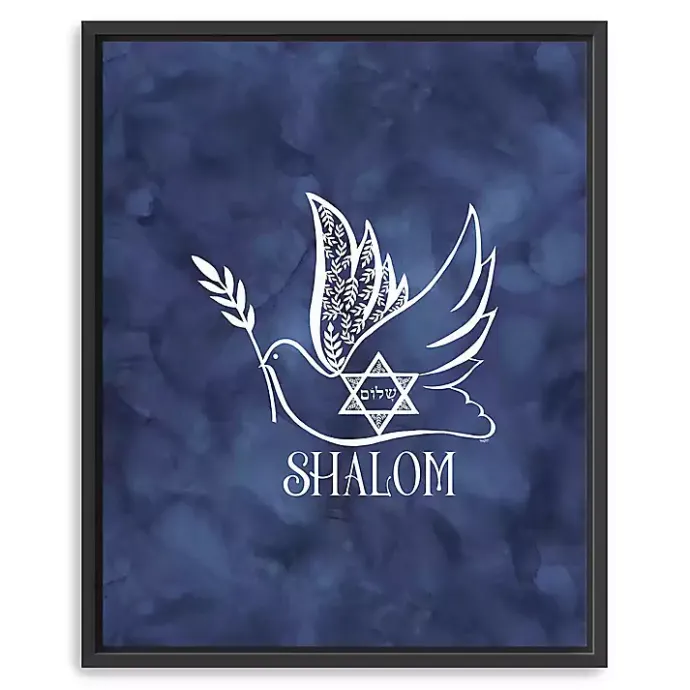 Online Kirklands Home Blue Shalom Dove Framed Hanukkah Wall Art