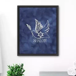 Online Kirklands Home Blue Shalom Dove Framed Hanukkah Wall Art