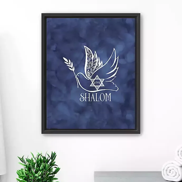 Online Kirklands Home Blue Shalom Dove Framed Hanukkah Wall Art