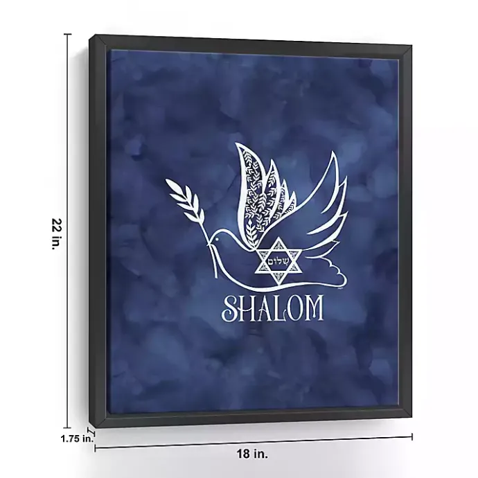 Online Kirklands Home Blue Shalom Dove Framed Hanukkah Wall Art