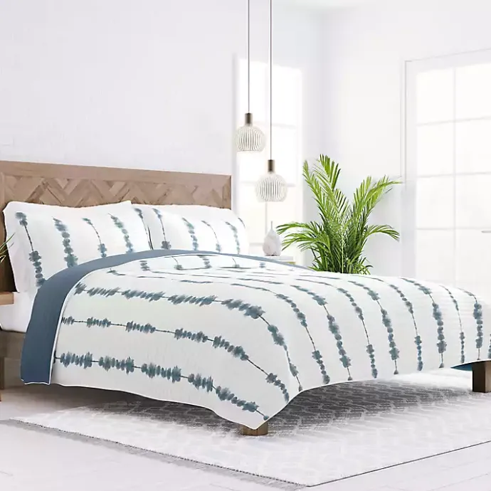 Kirklands Home Blue Shibori Reversible 3-pc. King Quilt Set