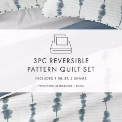 Kirklands Home Blue Shibori Reversible 3-pc. King Quilt Set