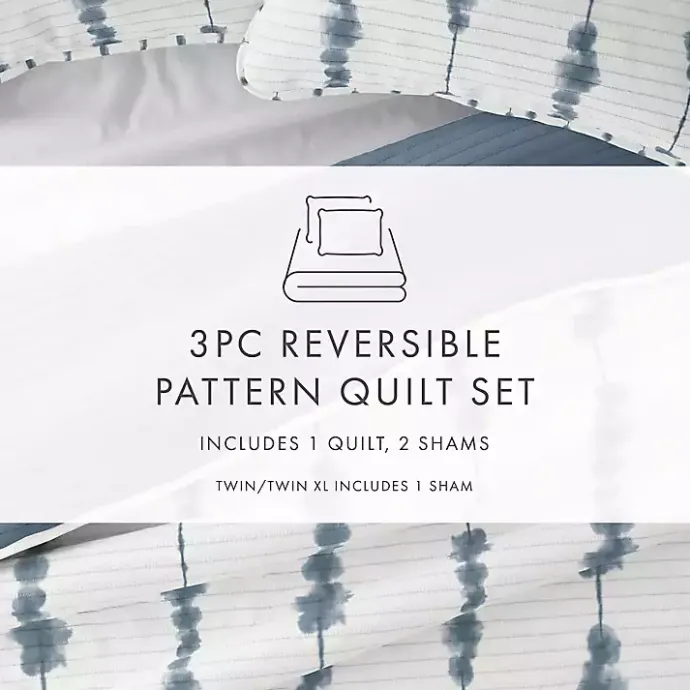 Kirklands Home Blue Shibori Reversible 3-pc. King Quilt Set