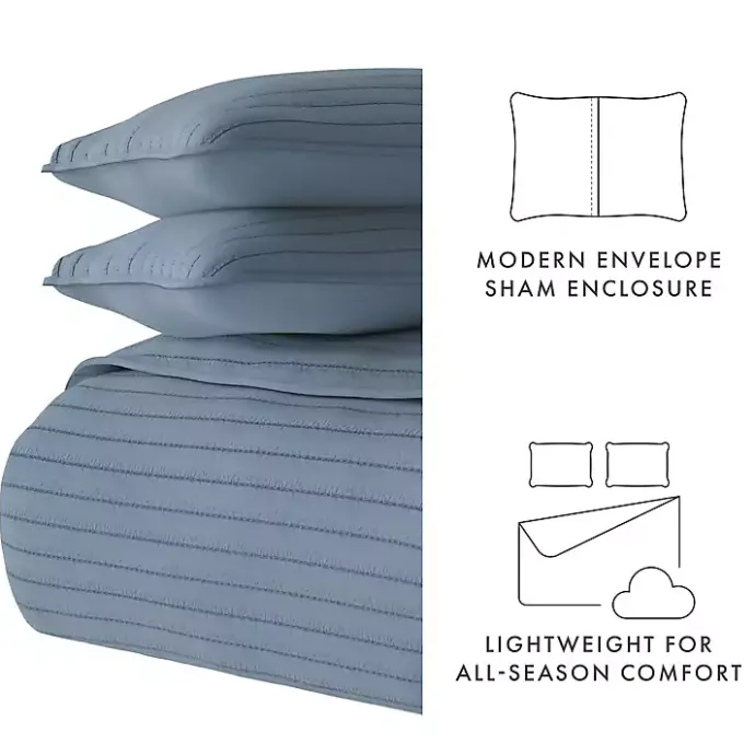 Sale Kirklands Home Stitched Stripes 2-pc. Twin Quilt Set Blue