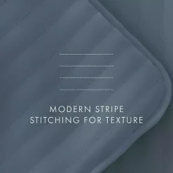 New Kirklands Home Stitched Stripes 3-pc. Queen Quilt Set Blue