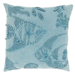 Sale Kirklands Home Stonewashed Oceanic Fish Throw Pillow Blue