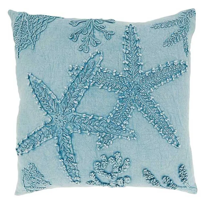Online Kirklands Home Stonewashed Oceanic Starfish Throw Pillow Blue