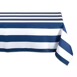 Discount Kirklands Home Blue Stripe Outdoor Table Cloth, 84 in.