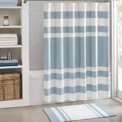 Best Kirklands Home Stripe Waffle Weave Shower Curtain Blue