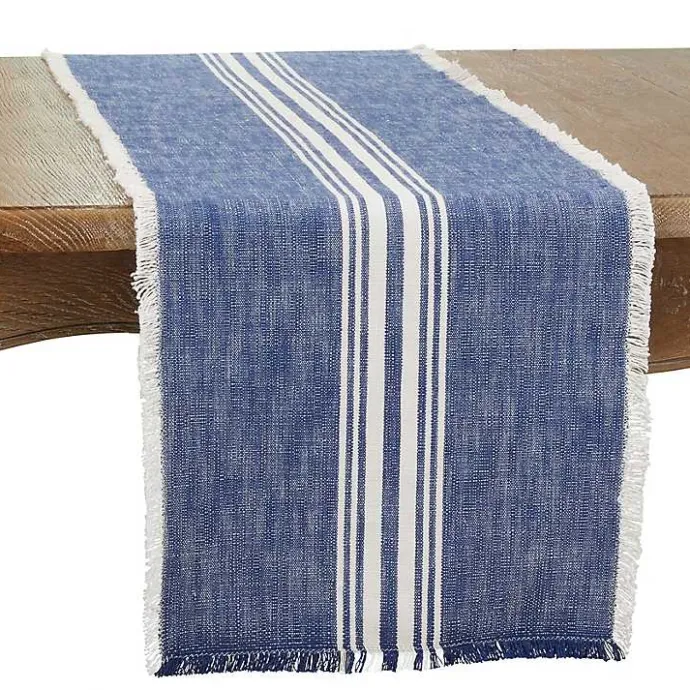 Sale Kirklands Home Blue Striped Fringe Table Runner, 72 in.