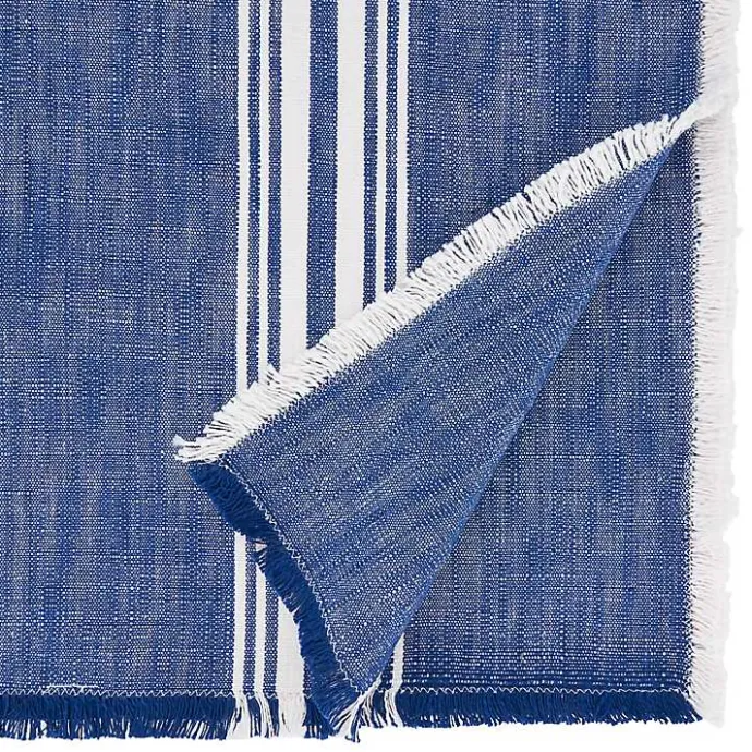 Sale Kirklands Home Blue Striped Fringe Table Runner, 72 in.