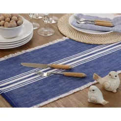 Sale Kirklands Home Blue Striped Fringe Table Runner, 72 in.
