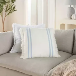 Online Kirklands Home Blue Striped Linen Throw Pillow